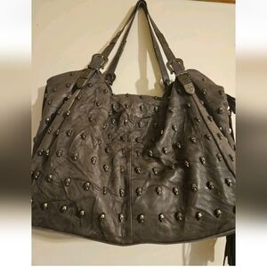 Authentic RARE Thomas Wylde Motor Chain Large Gray Lambskin Leather Handbag